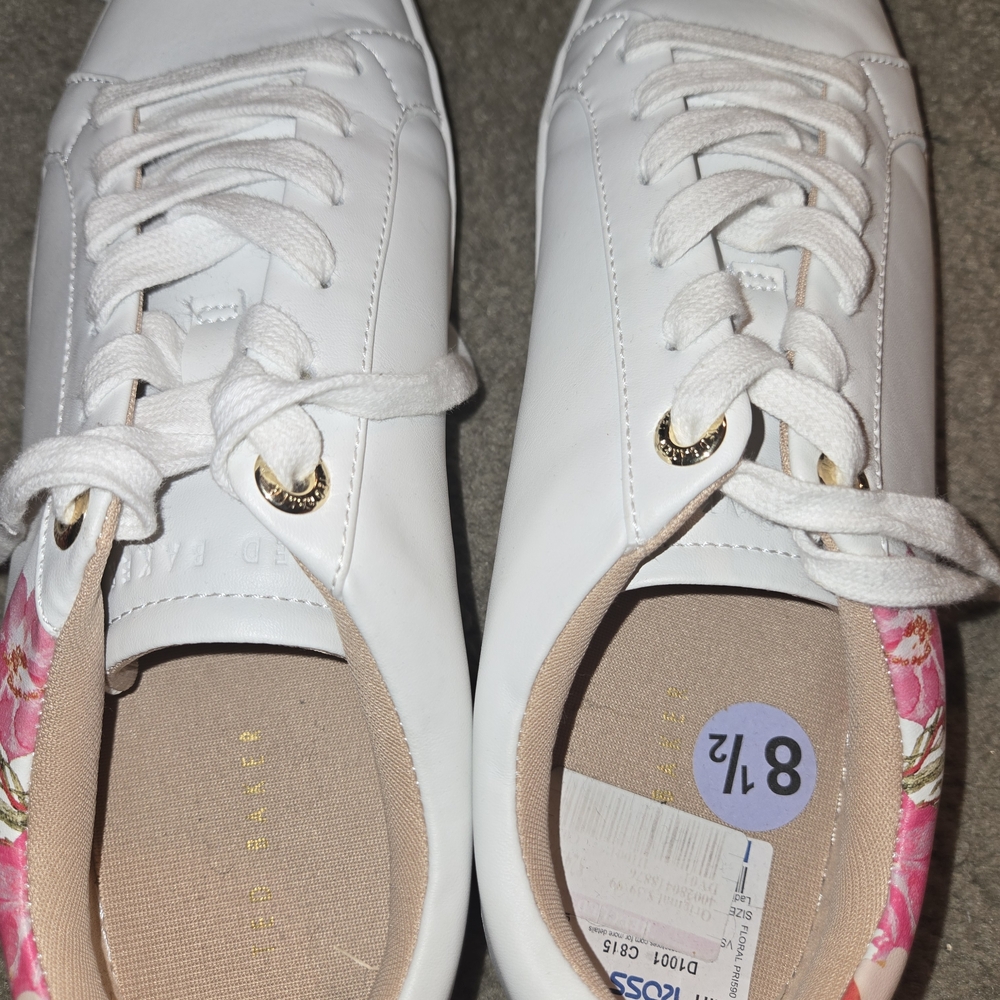 Ted Baker Floral White and Pink Sneakers